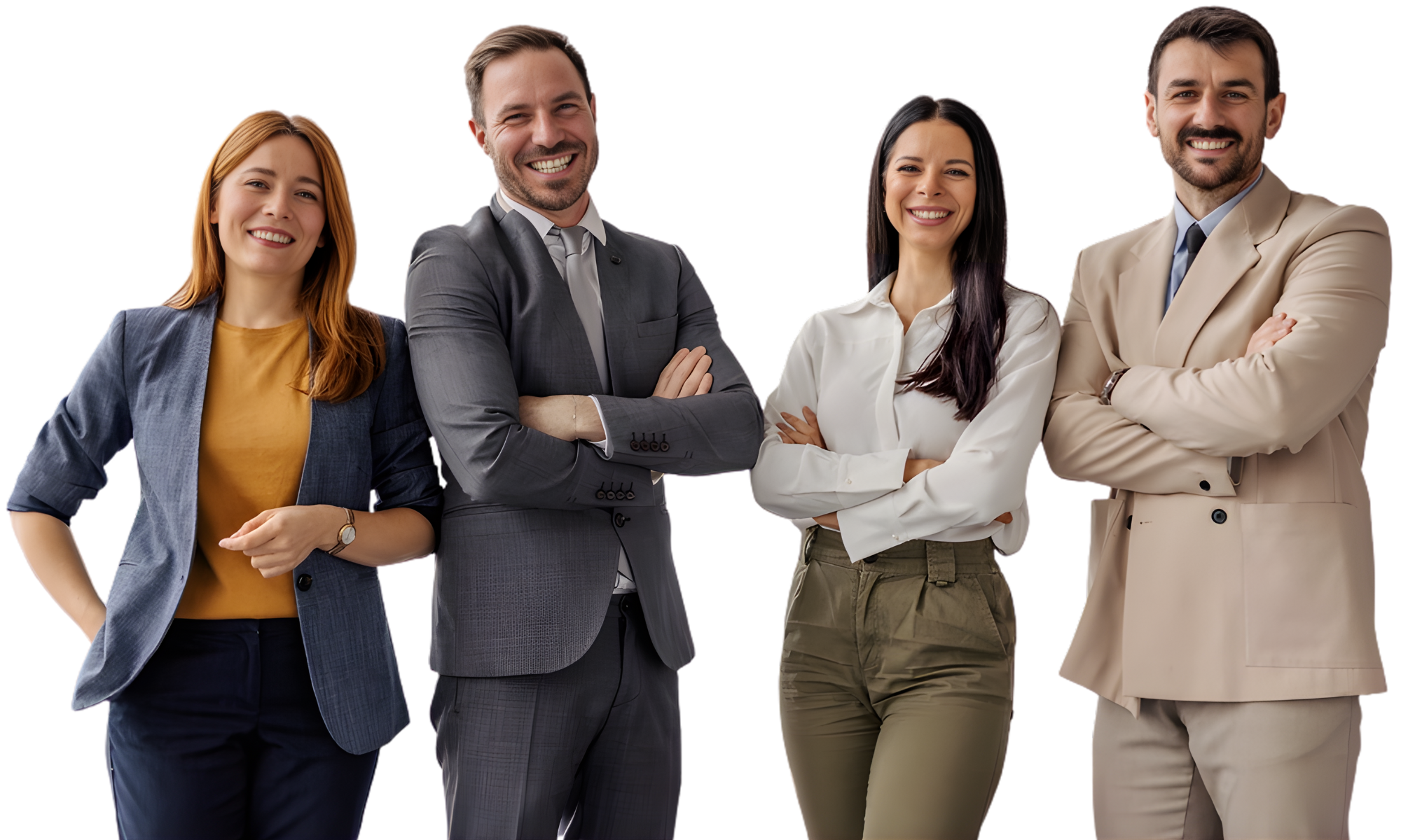 hero-background-team Team at Conversion Beast, a performance marketing agency, stands smiling with arms crossed.